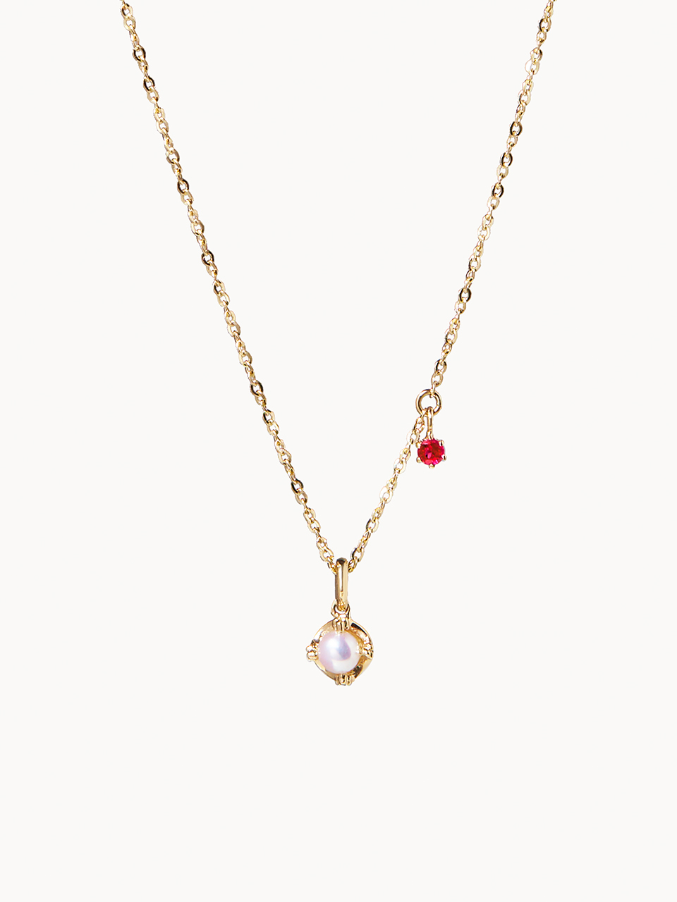 Pure Ruby Point Pearl Necklace