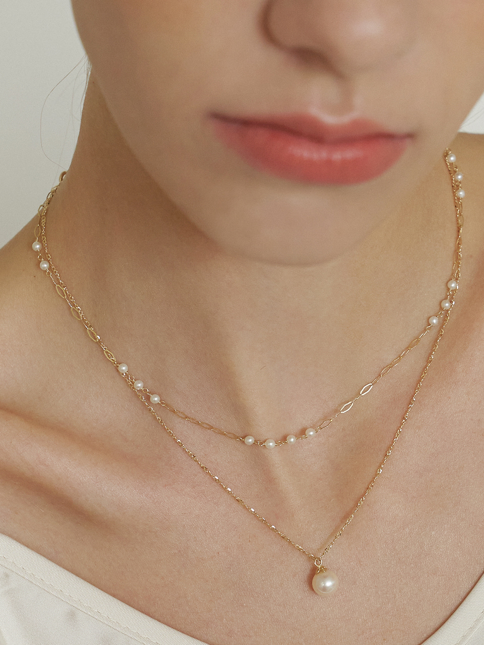 Fresh Water Pearl Chain Point Choker Necklace