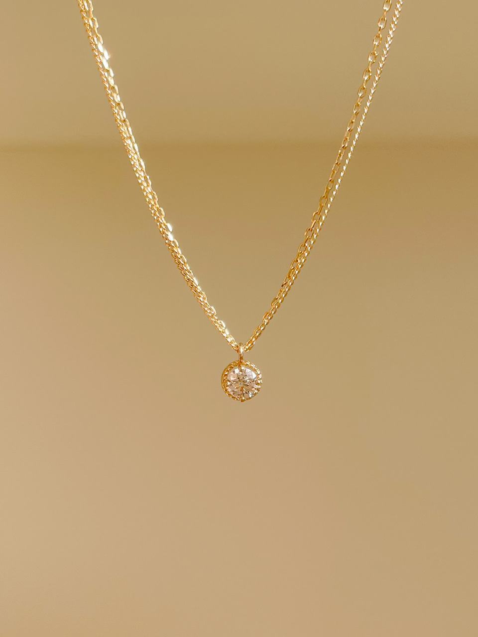 0.1ct Cognac Diamond Double Strand Necklace